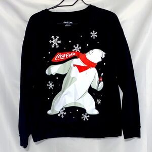 Coca Cola Black‎ Sweatshirt  with Polar Bear and Snowflakes Junior women size XL